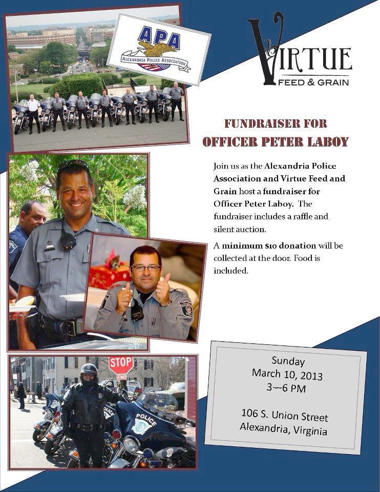 Flyer for fundraiser for a police officer.