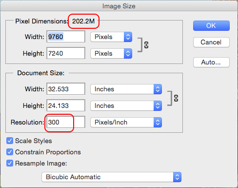 File information for a file with high resolution