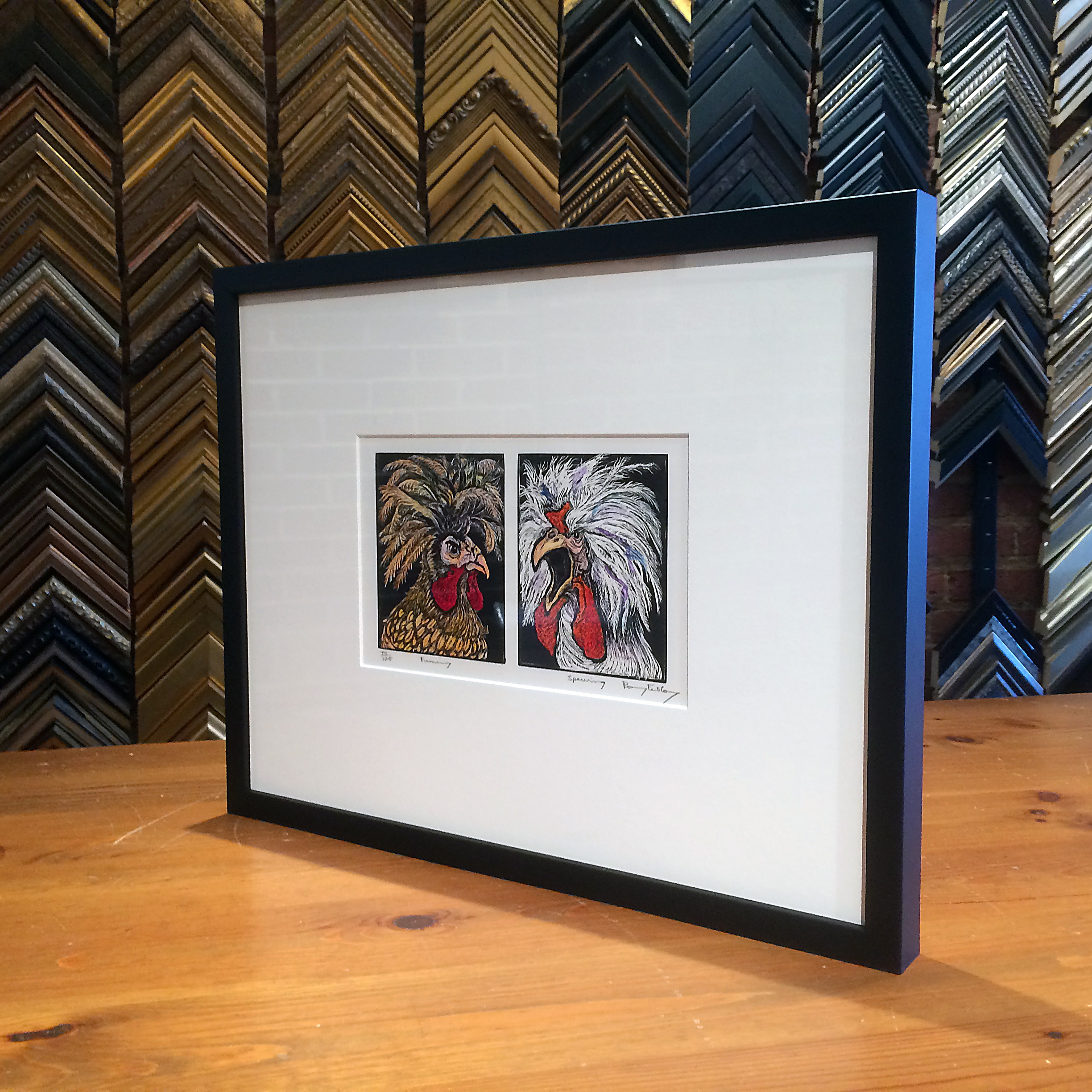 Standard print sizes make framing easier - Rosemary Covey's art in basic black frame in Virginia Frame Shop.