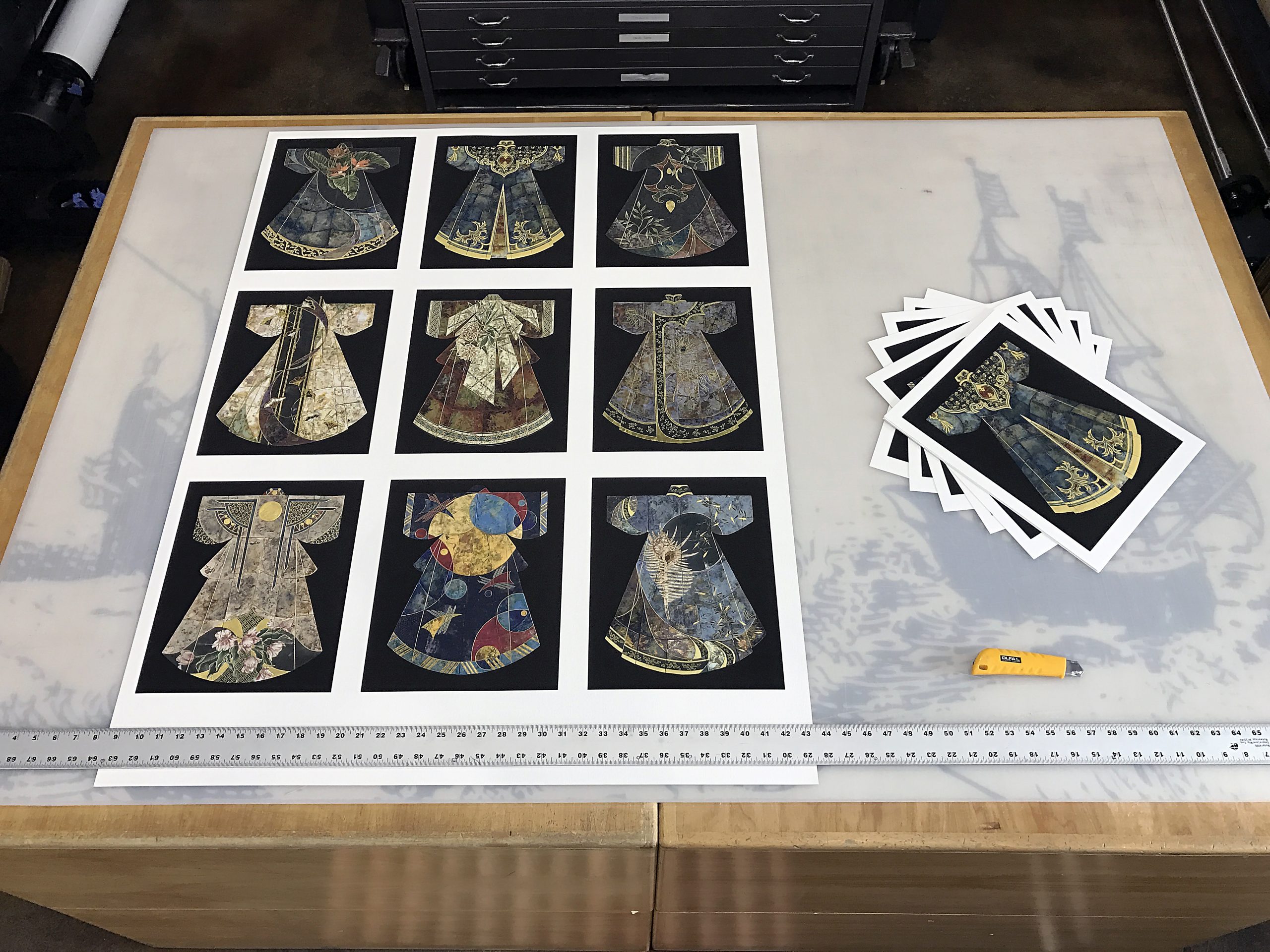 Printmaking - full sheet of prints of ceramic artwork by Marcia Jestaedt