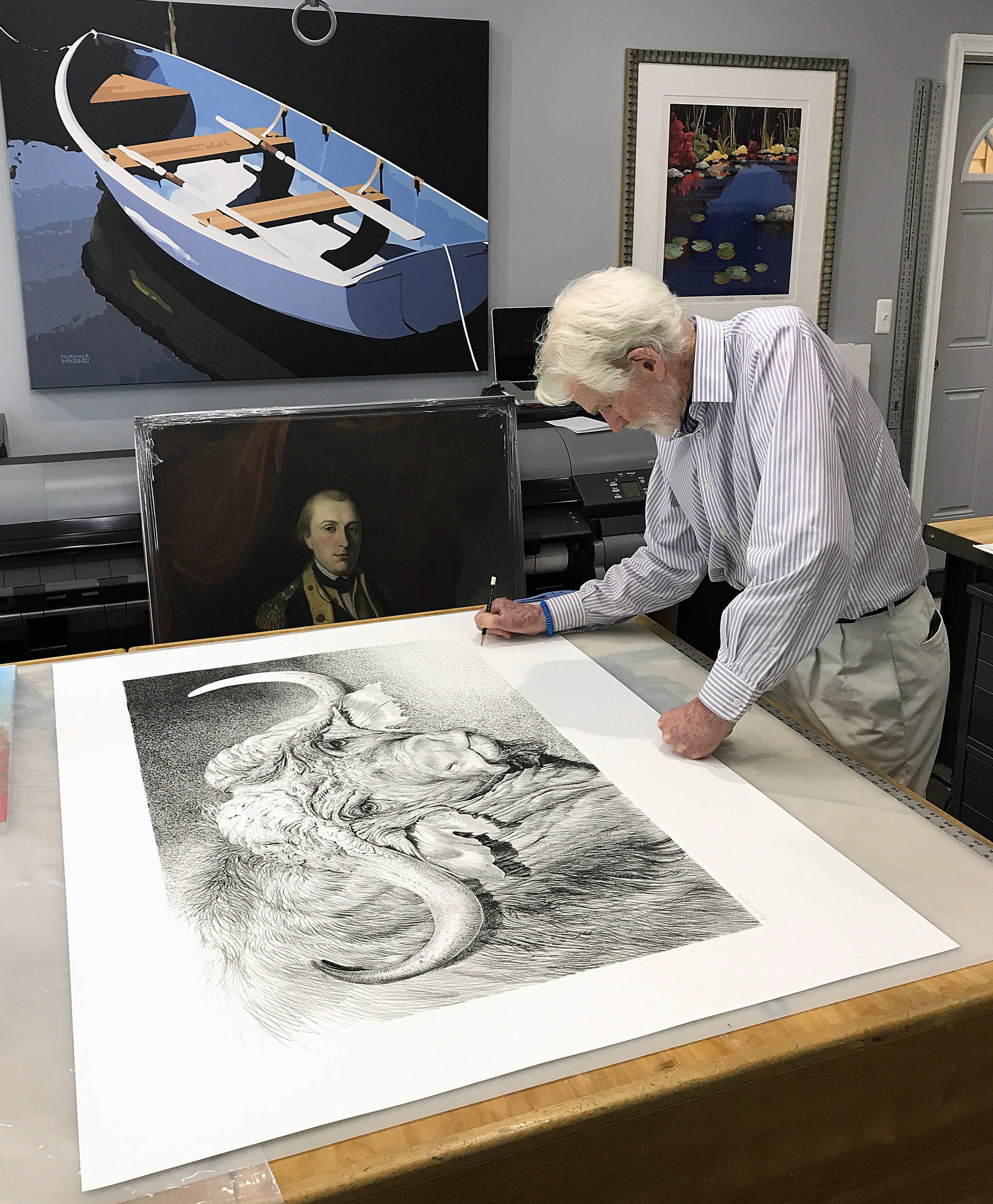 Virginia Artist Robin Hill signing his fine art print