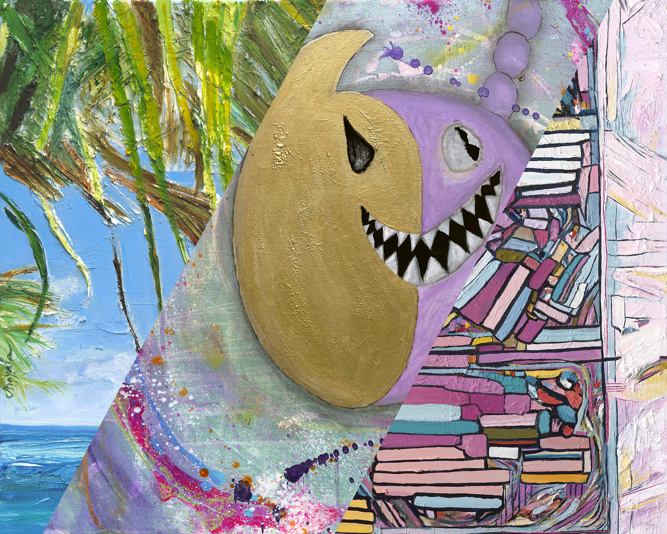 Three examples of images of textured artwork